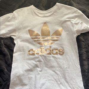 Adidas t-shirt with rose gold detail.